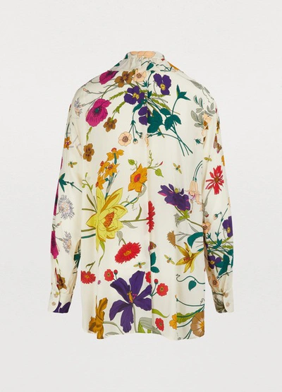 Shop Gucci Flora Silk Shirt In Ivory