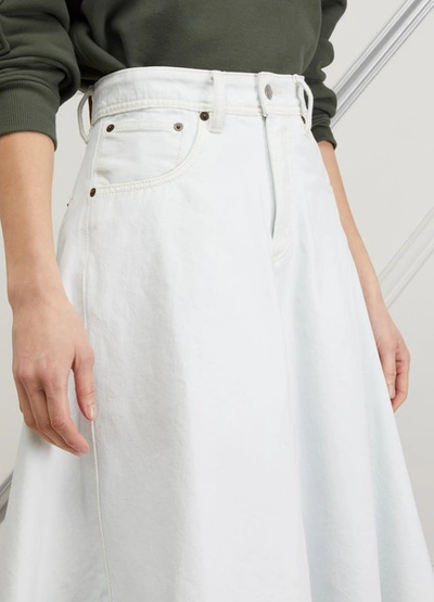 Shop Acne Studios Midi Denim Skirt In White