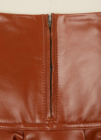 Shop Chloé Leather Mini Skirt In Henna Brown
