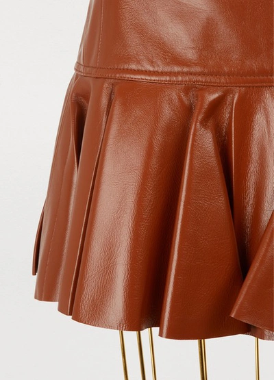 Shop Chloé Leather Mini Skirt In Henna Brown