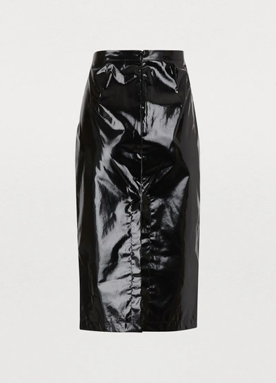 Shop N°21 Waxed-effect Midi Skirt In Black