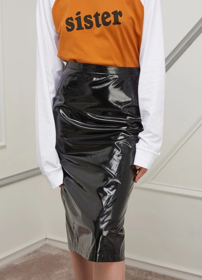Shop N°21 Waxed-effect Midi Skirt In Black