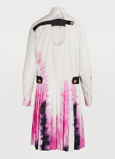 Shop Prada Long-sleeved Dress In White /pink/black
