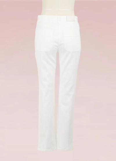 Shop Chloé Lace-up Cropped Jeans In White