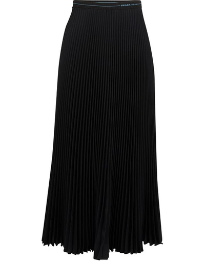 Shop Prada Pleated Midi-skirt In Black