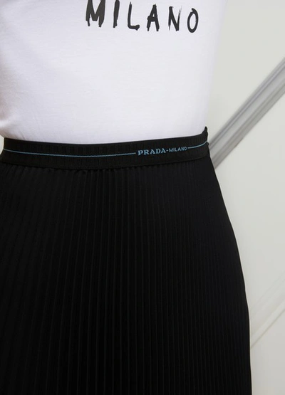 Shop Prada Pleated Midi-skirt In Black