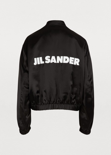 Jil Sander Logo-back Satin Bomber Jacket In Black | ModeSens