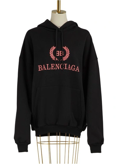 Shop Balenciaga Bb Oversized Hoodie In Black