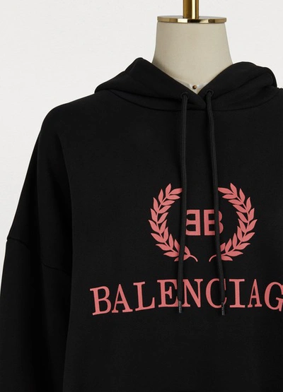 Shop Balenciaga Bb Oversized Hoodie In Black