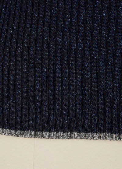 Shop Marco De Vincenzo Turtleneck Lurex Sweater In Black+blue