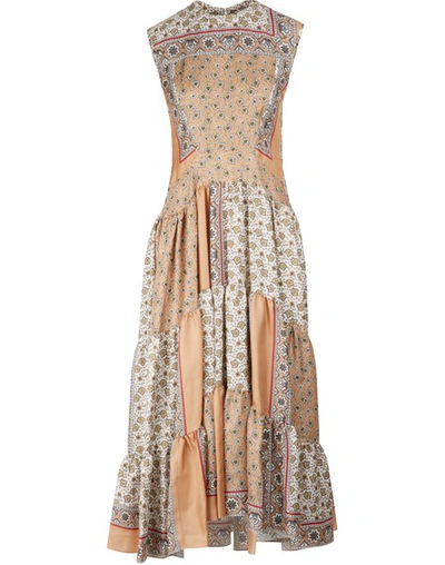 Shop Chloé Long Silk Dress In Beige - White 1