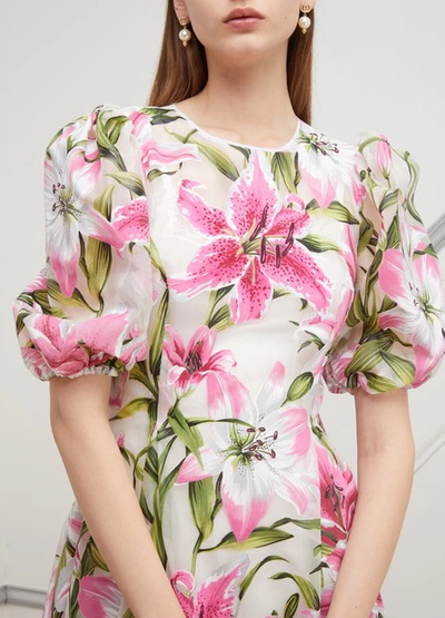 Shop Dolce & Gabbana Floral Print Dress In Light Beige