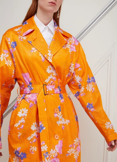 Shop Dries Van Noten Silk Blend Coat In Orange