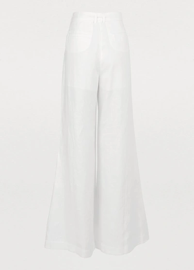 Shop Zimmermann Honour Linen Trousers In Ivory