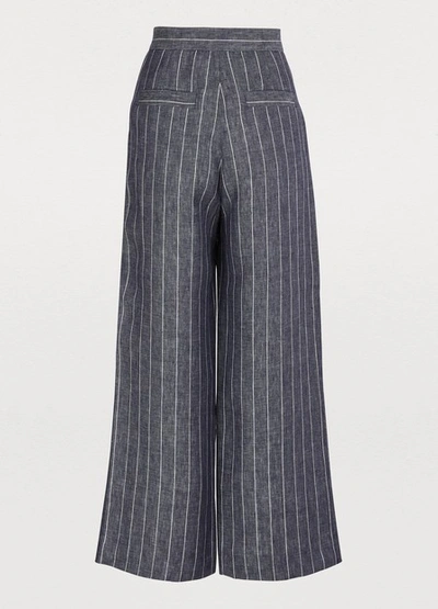 Shop Max Mara Formia Linen Pants In Ultramarine