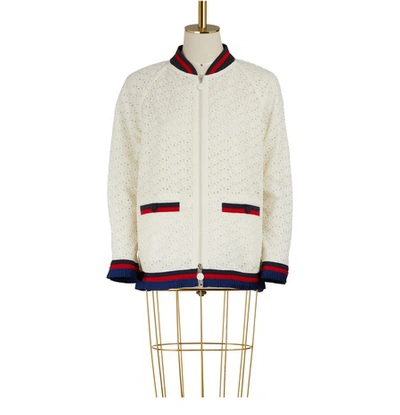 Shop Moncler Lili Embroidered Bomber Jacket In White