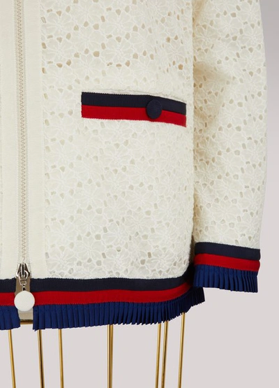 Shop Moncler Lili Embroidered Bomber Jacket In White