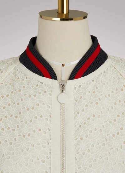 Shop Moncler Lili Embroidered Bomber Jacket In White