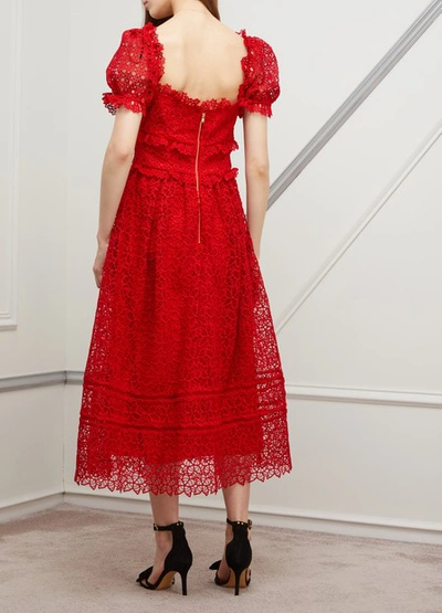 Shop Self-portrait Hibiscus Dress In Red