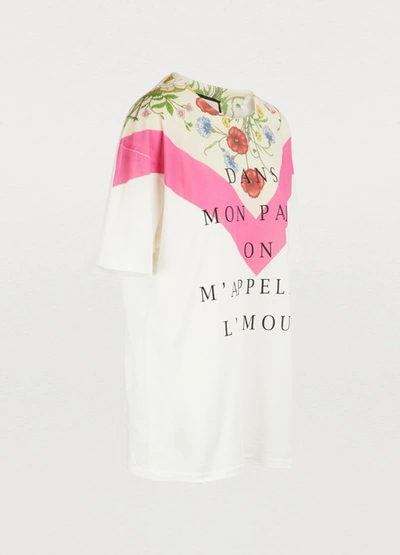 Shop Gucci Flora Print T-shirt In White/fucsia