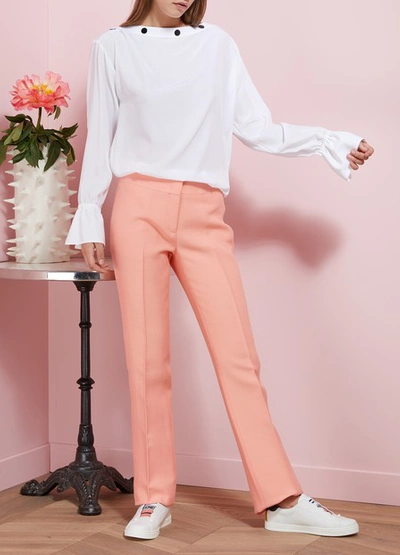 Shop Emilio Pucci Wool And Silk Cropped Pants In Orange