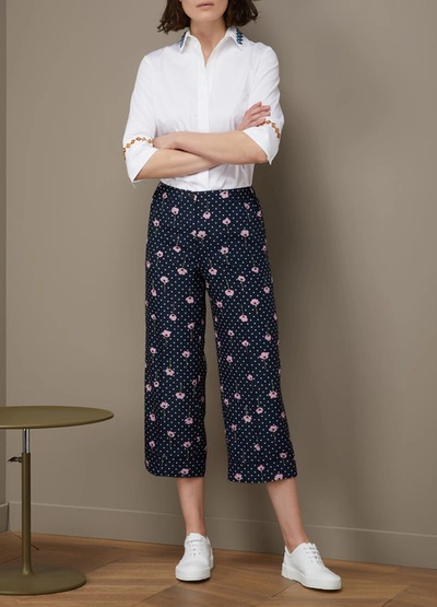 Shop Miu Miu Pijama Silk Trousers In Navy