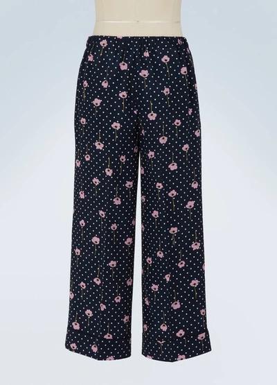 Shop Miu Miu Pijama Silk Trousers In Navy