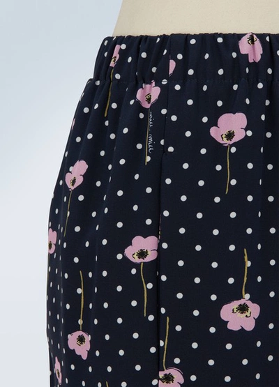 Shop Miu Miu Pijama Silk Trousers In Navy