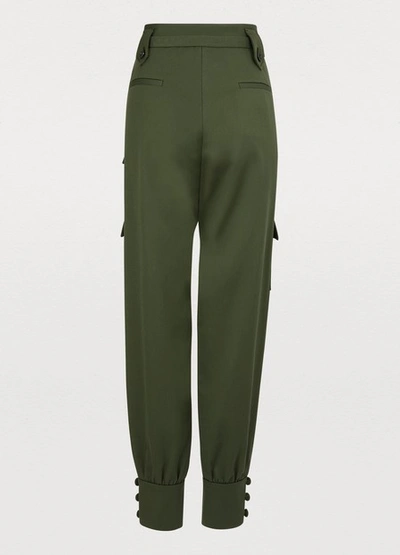 Shop Miu Miu Military Trousers In Khaki