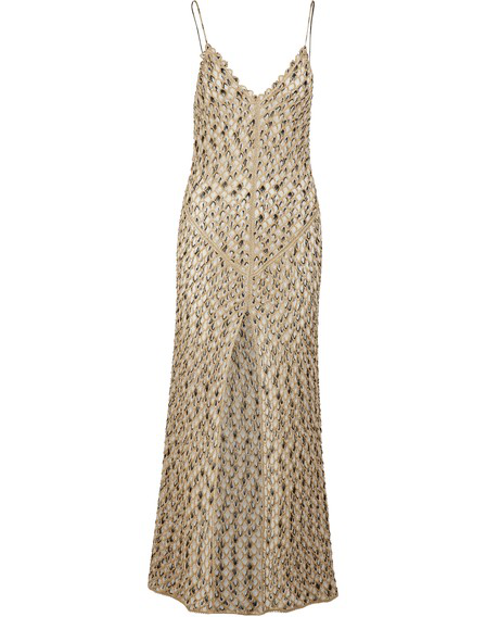 Missoni Metallic Crochet-Knit Maxi Dress In Gold | ModeSens