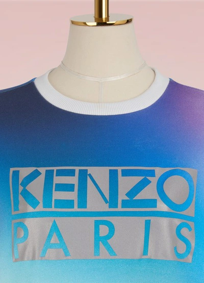 Shop Kenzo Cotton Sweater With Northern Lights Print In Fushia
