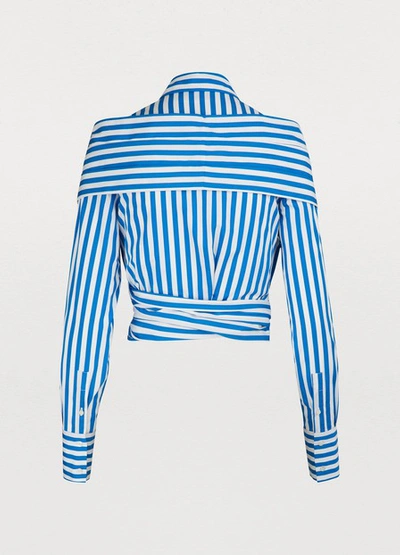 Shop Msgm Striped Shirt In Blue / White