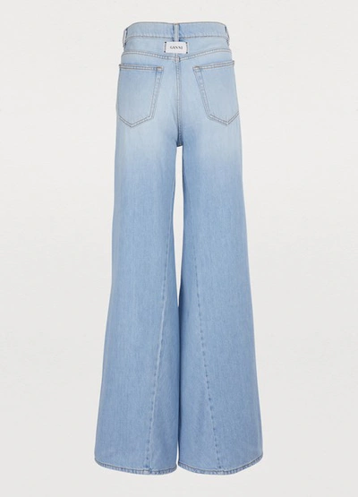 Shop Ganni Sheldon Wideled Jeans In Bleached Denim