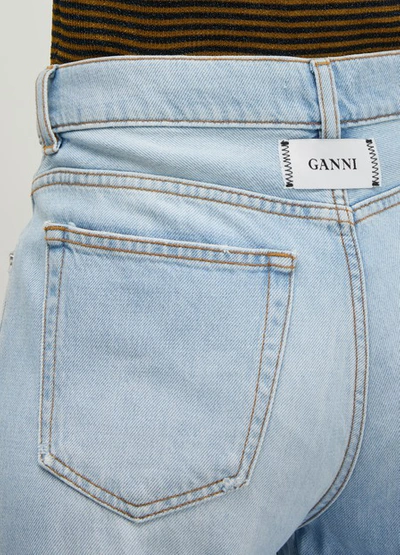 Shop Ganni Sheldon Wideled Jeans In Bleached Denim