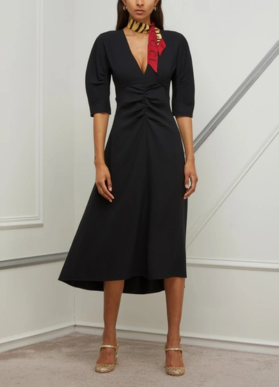 Shop N°21 V-necked Midi-dress In Black