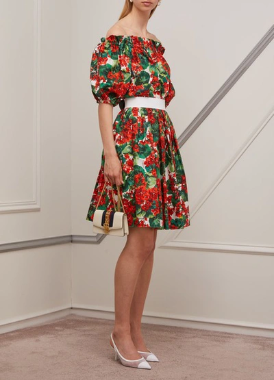 Shop Dolce & Gabbana Flower Print Skirt In Bianco Natural