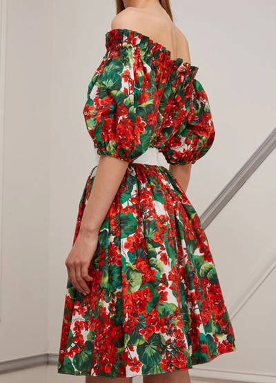 Shop Dolce & Gabbana Flower Print Skirt In Bianco Natural