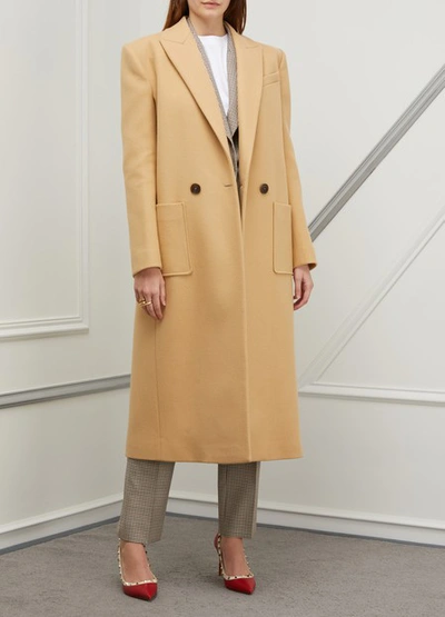 Shop Givenchy Double-breasted Long Coat In Beige