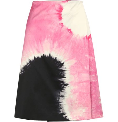 Shop Prada Wrap Midi Skirt In Black/pink