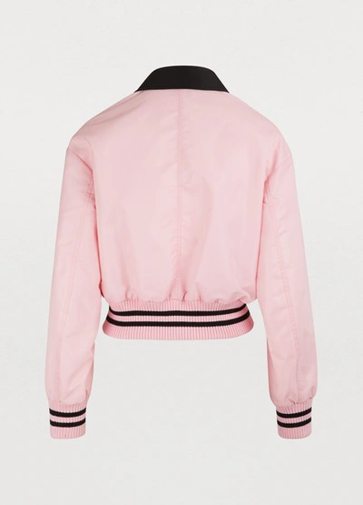 Shop Miu Miu Cats Patch Bomber Jacket In Pink
