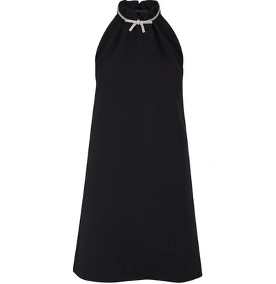 Shop Miu Miu Dress With Bow In Nero