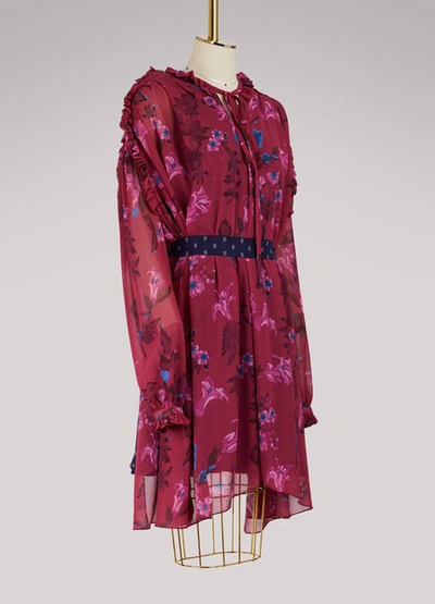 Shop Balenciaga Short-sleeved Short Dress In Fushia