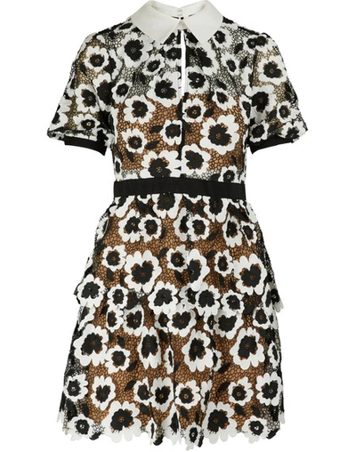 Shop Self-portrait Abstract Floral Dress In Ivory / Black