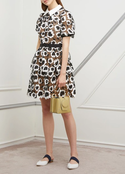Shop Self-portrait Abstract Floral Dress In Ivory / Black