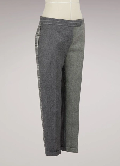 Shop Thom Browne Two-tone Woolen Cropped Pants In Grey