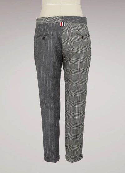 Shop Thom Browne Two-tone Woolen Cropped Pants In Grey