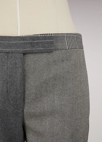 Shop Thom Browne Two-tone Woolen Cropped Pants In Grey