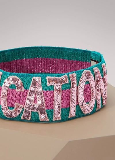 Shop Gucci Sequin Fication Headband In Emerald/pink