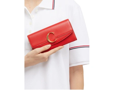 Shop Chloé C Long Wallet In Plaid Red
