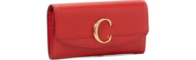 Shop Chloé C Long Wallet In Plaid Red